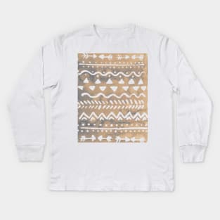 Loose bohemian pattern - neutral Kids Long Sleeve T-Shirt